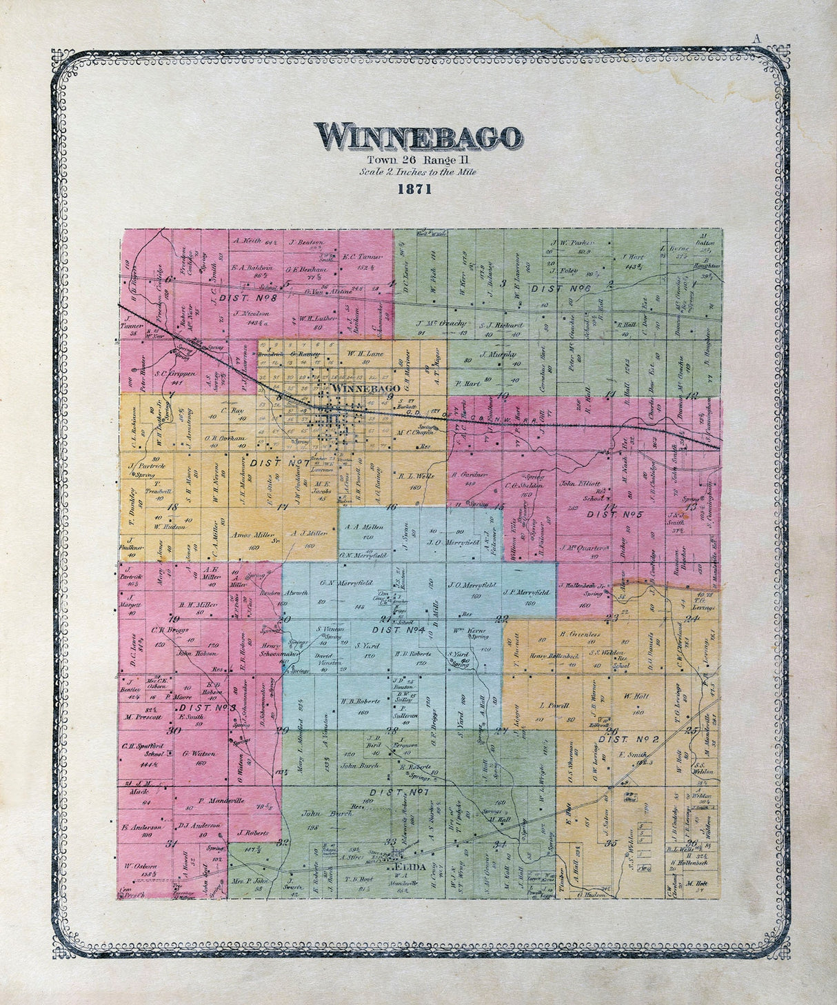 1871 Map of Winnebago County Illinois