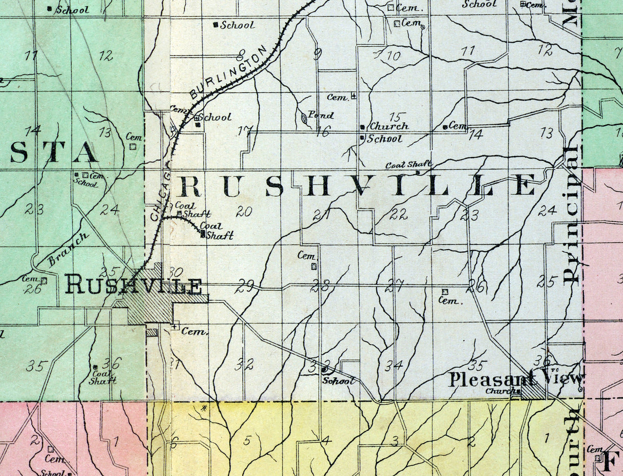 1892 Map of Schuyler County Illinois