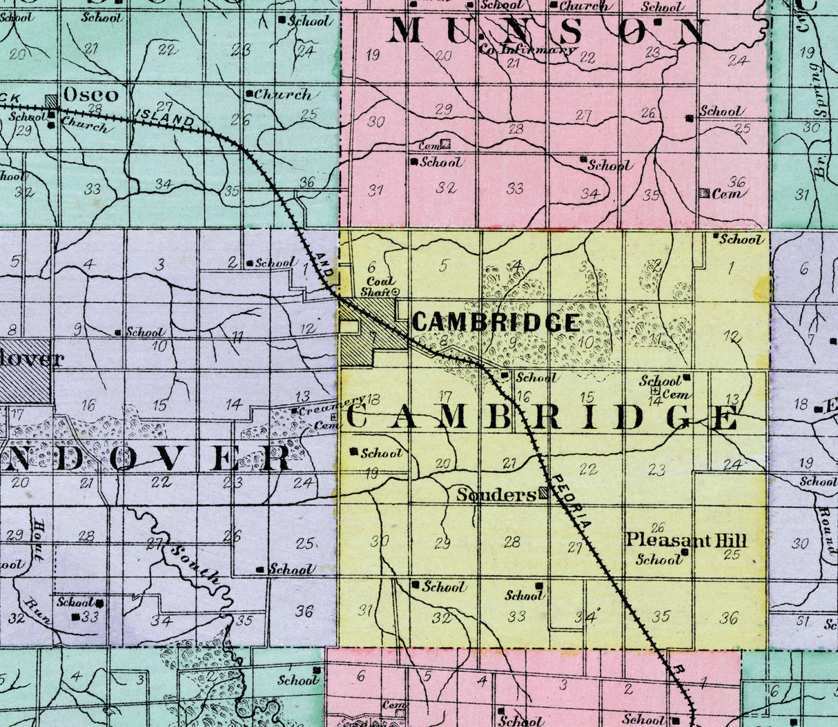 1893 Map of Henry County Illinois