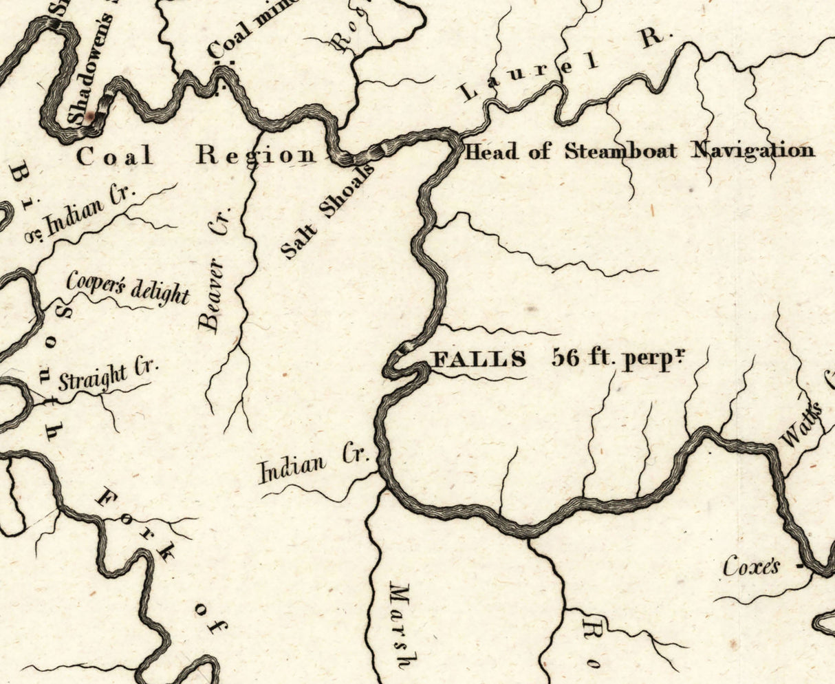 1834 Map of the Cumberland River Tennessee