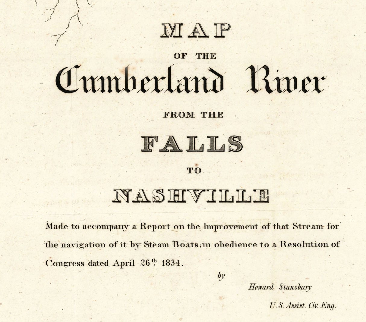 1834 Map of the Cumberland River Tennessee