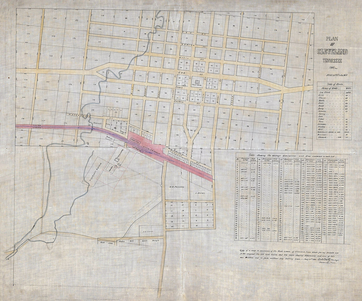1860 Map of Cleveland Tennessee