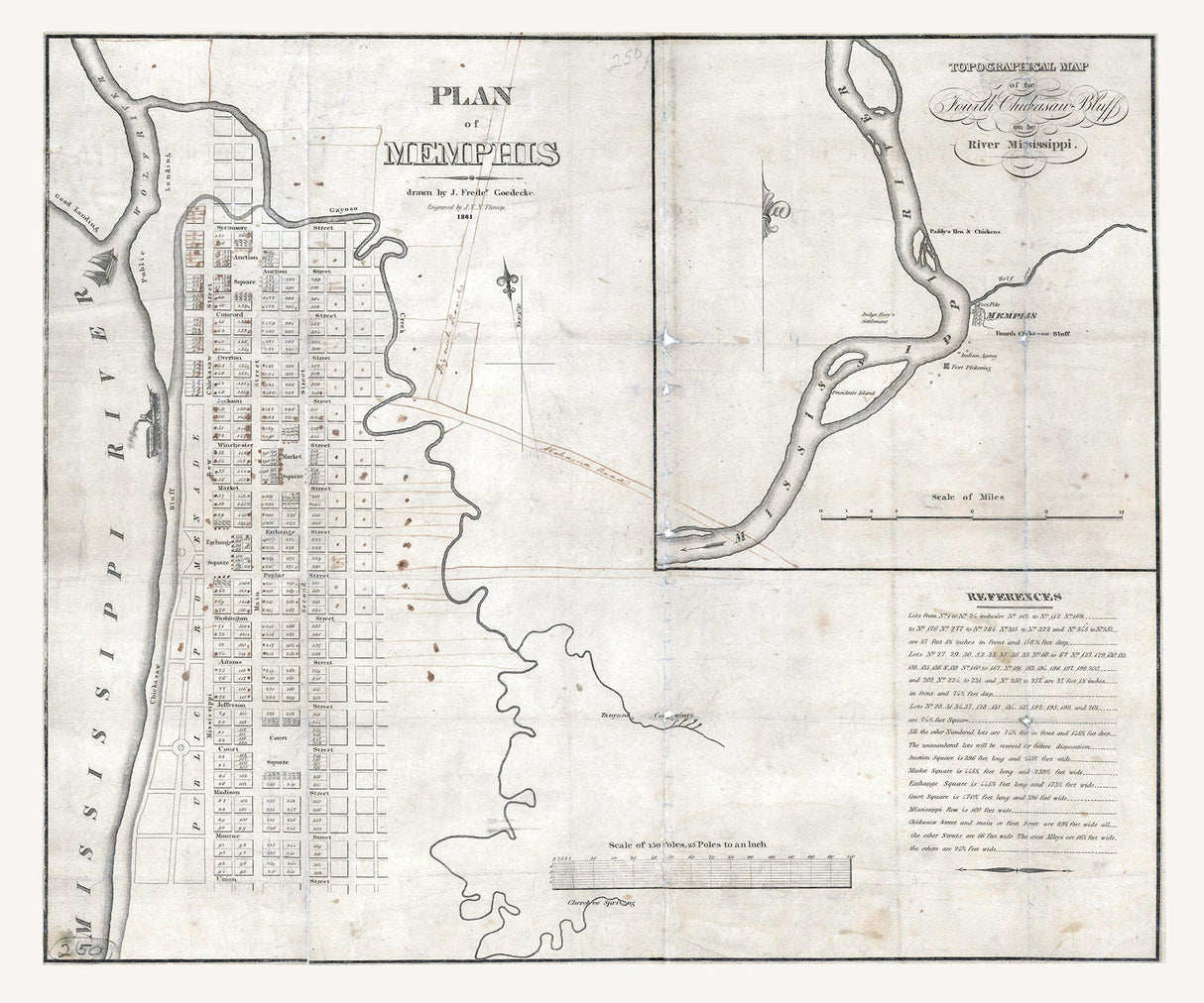 1861 Map of Memphis Tennessee