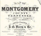 1877 Map of Montgomery County Tennessee Colored