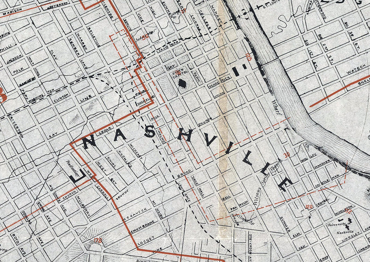 1879 Map of Nashville Tennessee and Vicinity