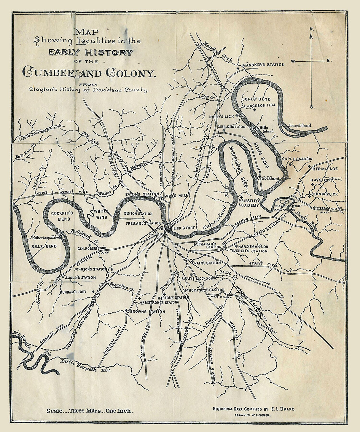 1880 Map of Cumberland County Tennessee