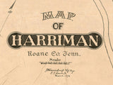 1892 Map of Harriman Roane County Tennessee