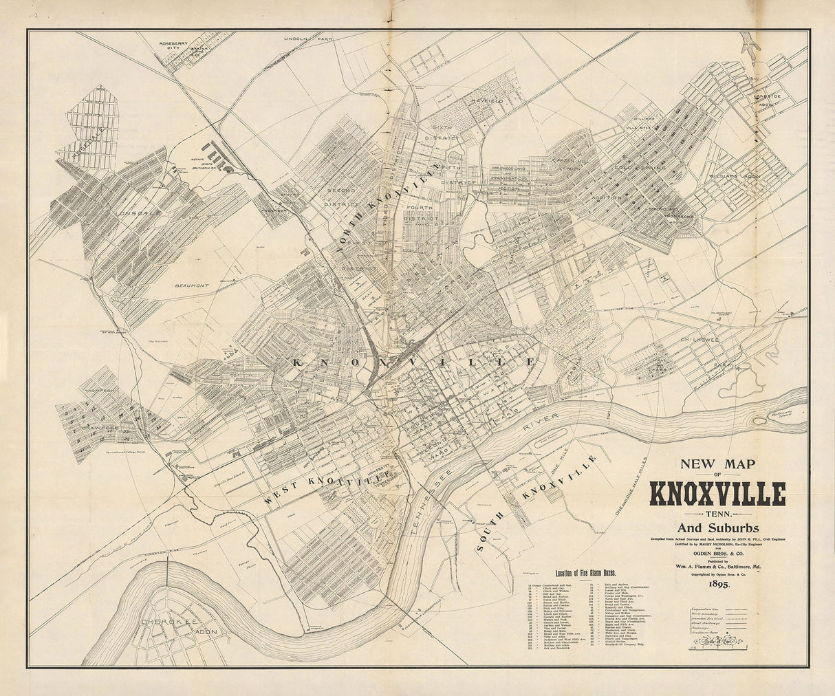 1895 Map of Knoxville Tennessee
