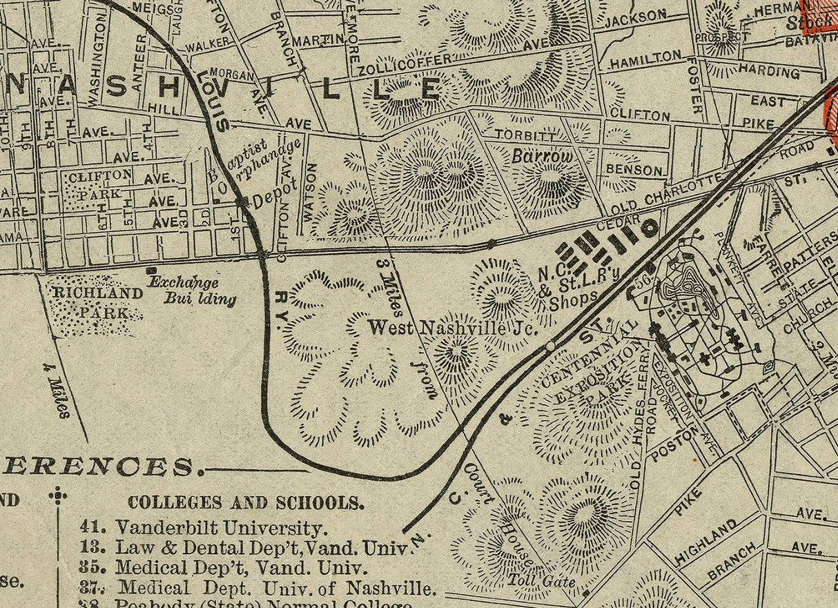 1897 Map of Nashville Tennessee