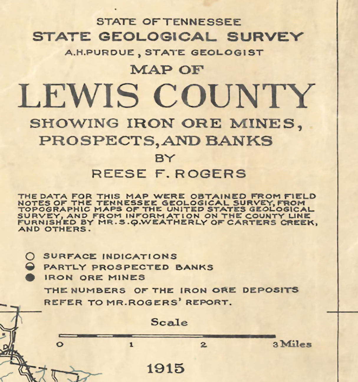 1915 Map of Lewis County Tennessee