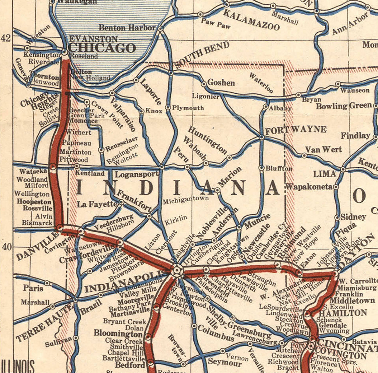 1915 Map of the Dixie Highway Illinois to Florida