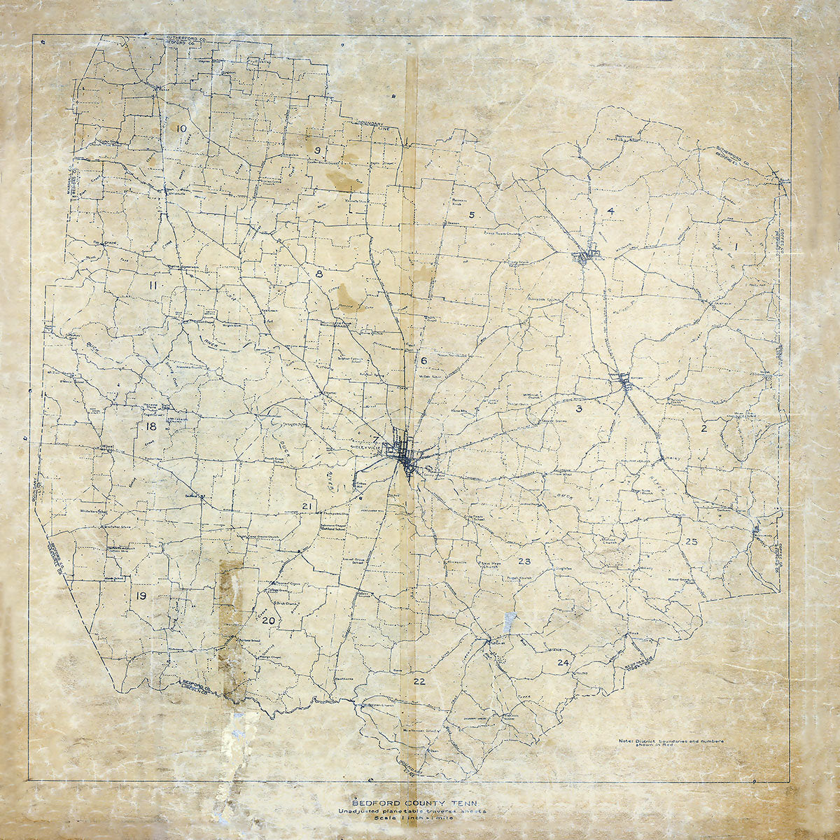 1920 Map of Bedford County Tennessee