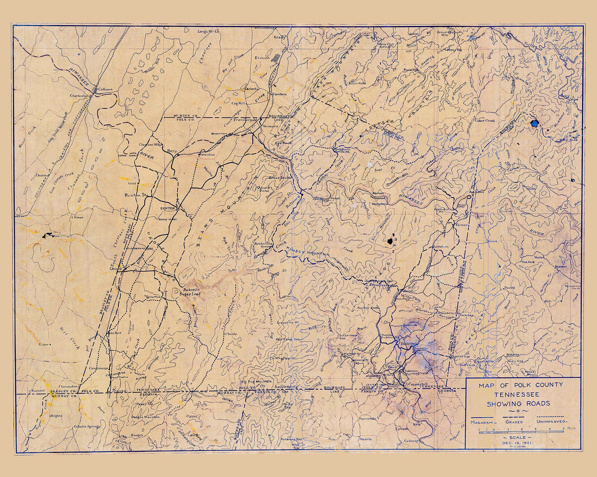 1921 Map of Polk County Tennessee