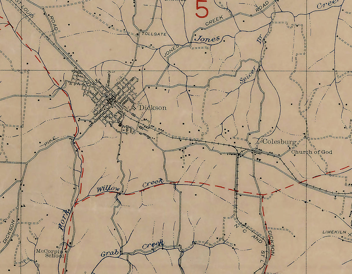 1923 Map of Dickson County Tennessee