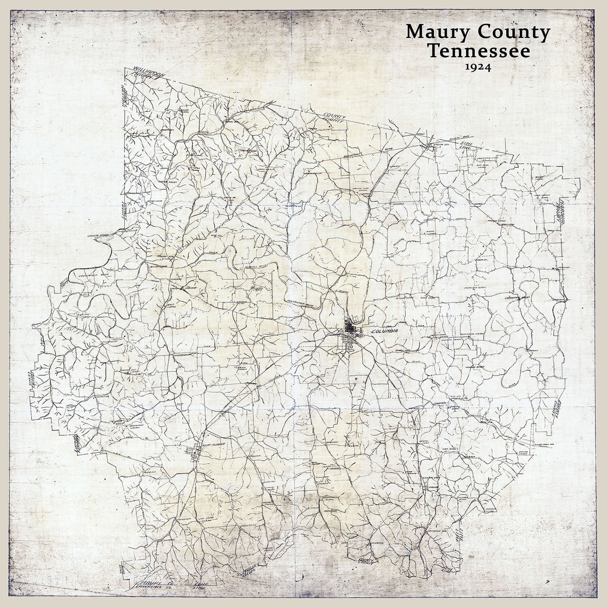 1924 Map of Maury County Tennessee