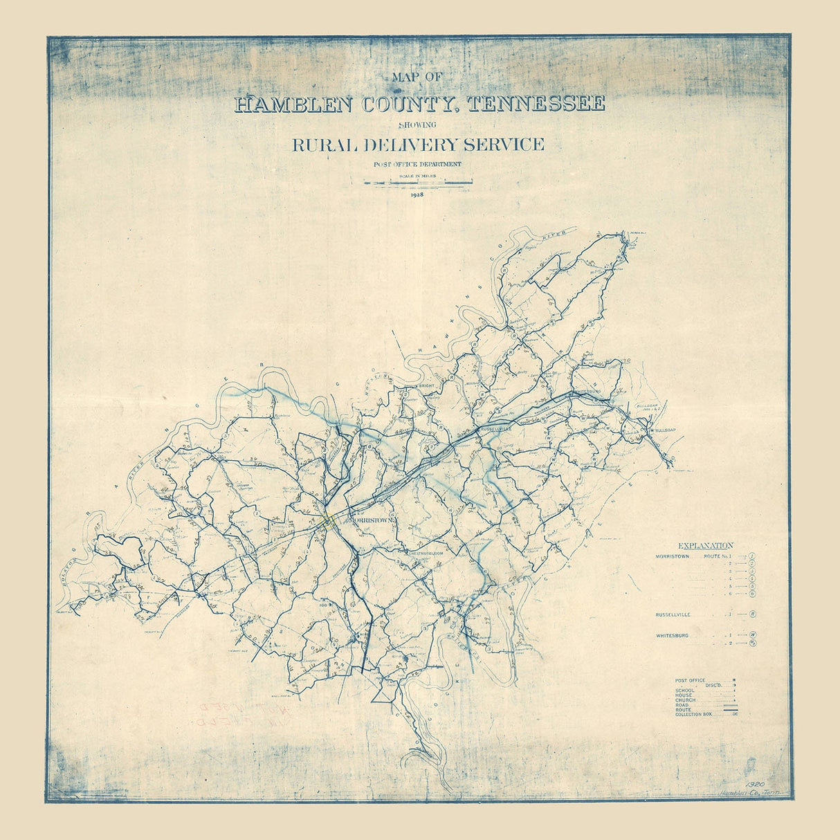1928 Map of Hamblen County Tennessee