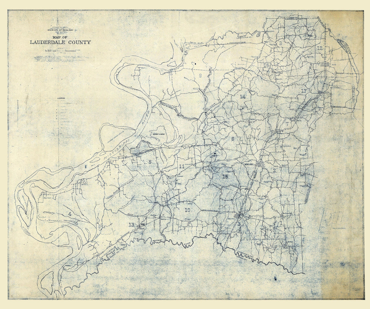 1930 Map of Lauderdale County Tennessee