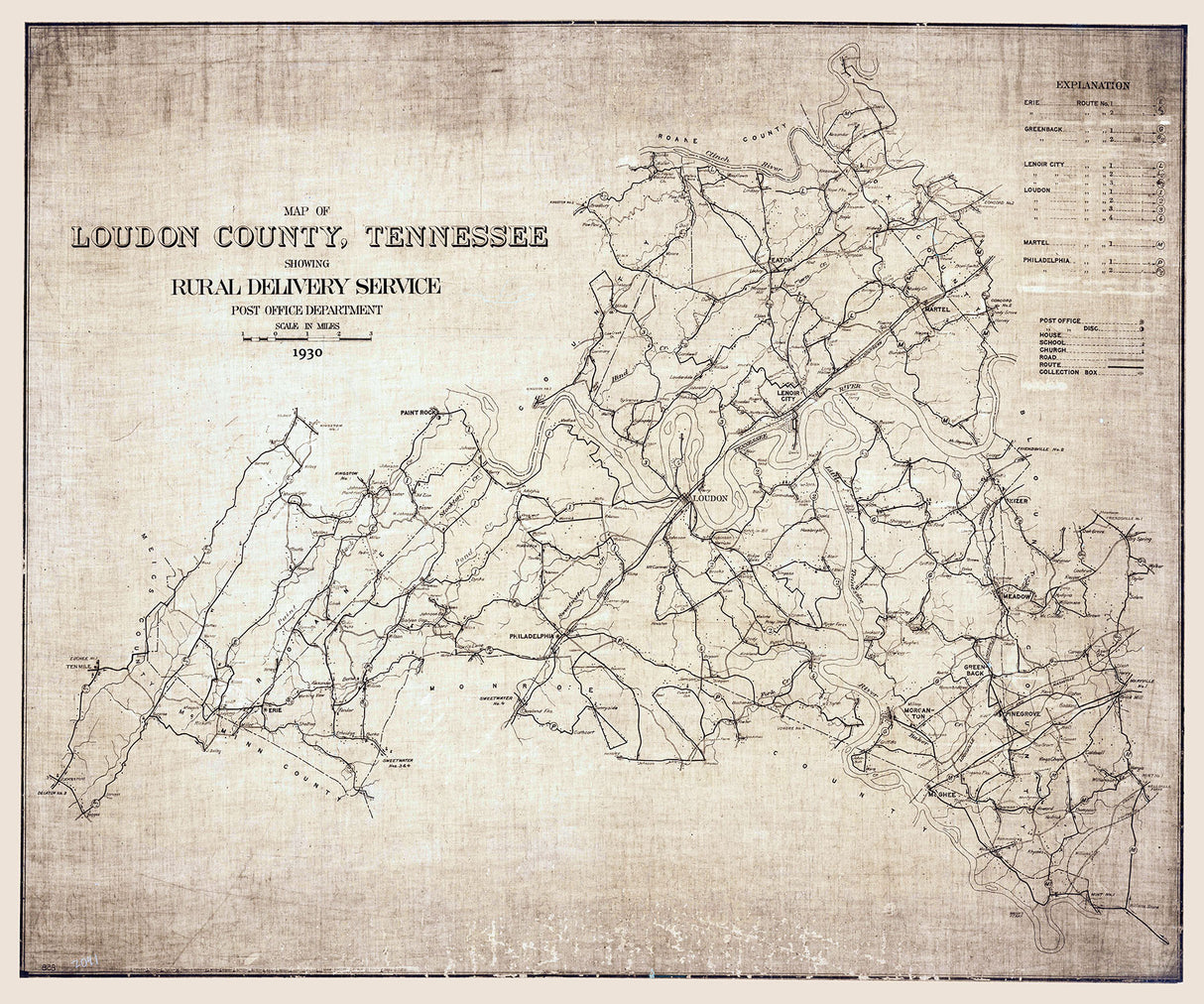 1930 Map of Loudon County Tennessee