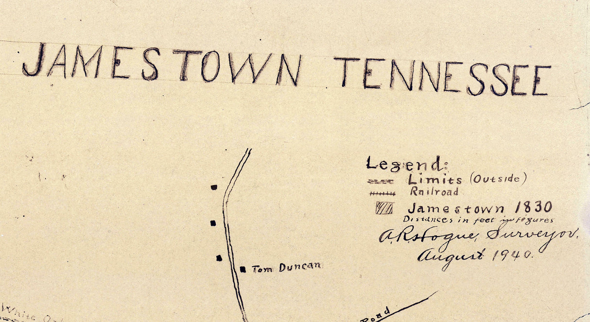 1940 Map of Jamestown Tennessee