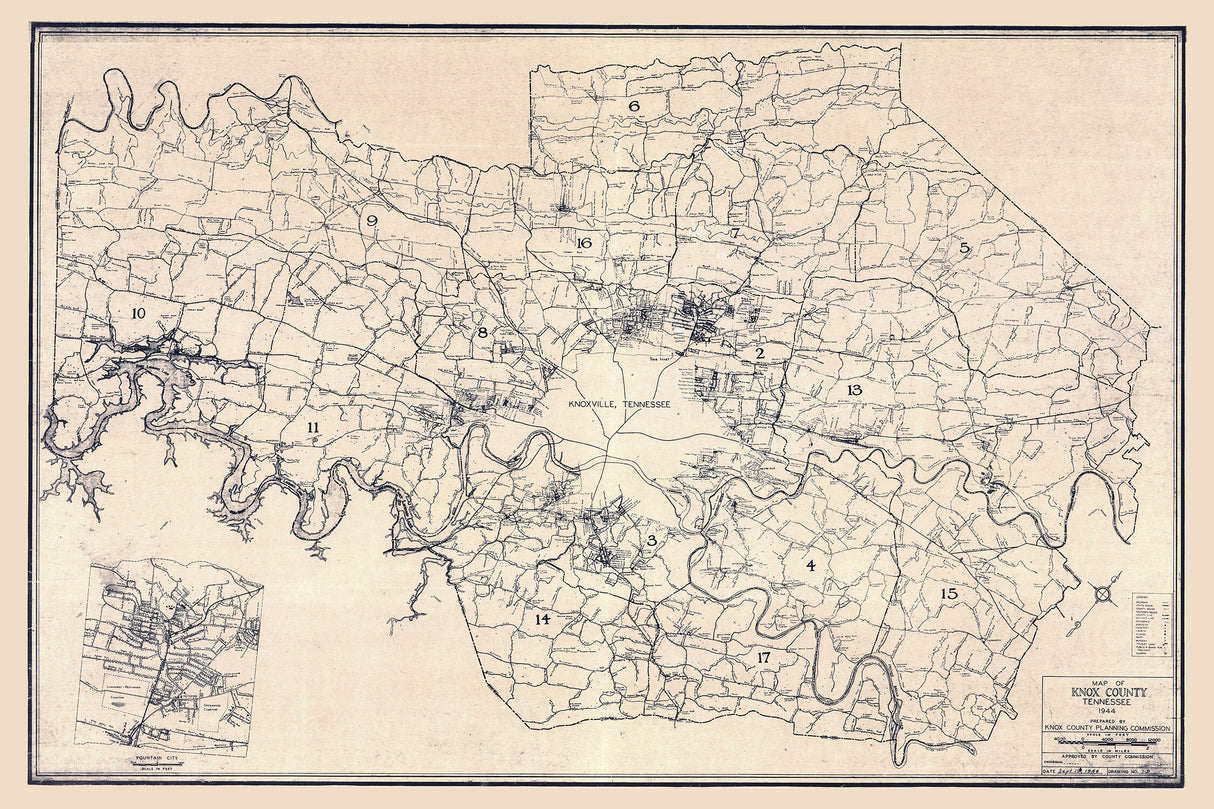 1944 Map of Knox County Tennessee