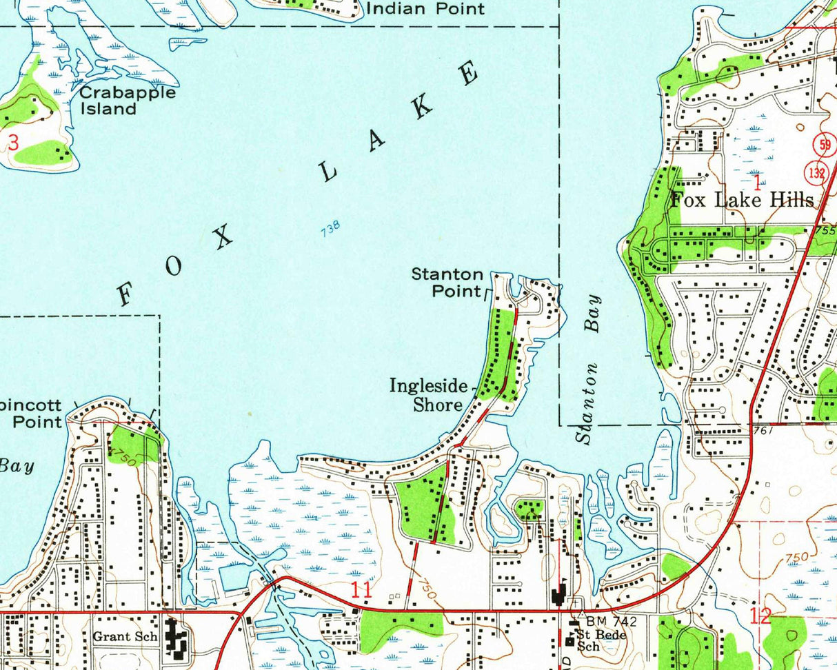 1960 Map of Fox Lake Illinois