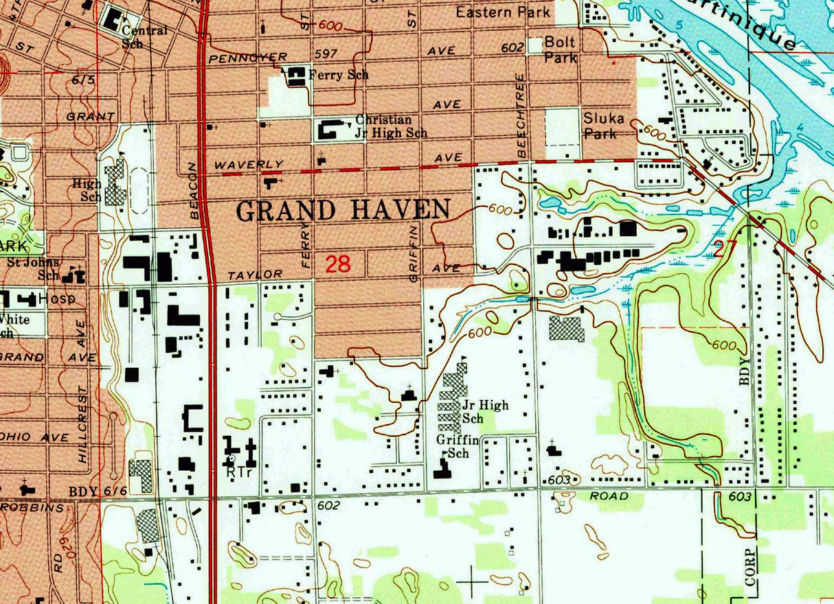 1989 Map of Grand Haven Michigan