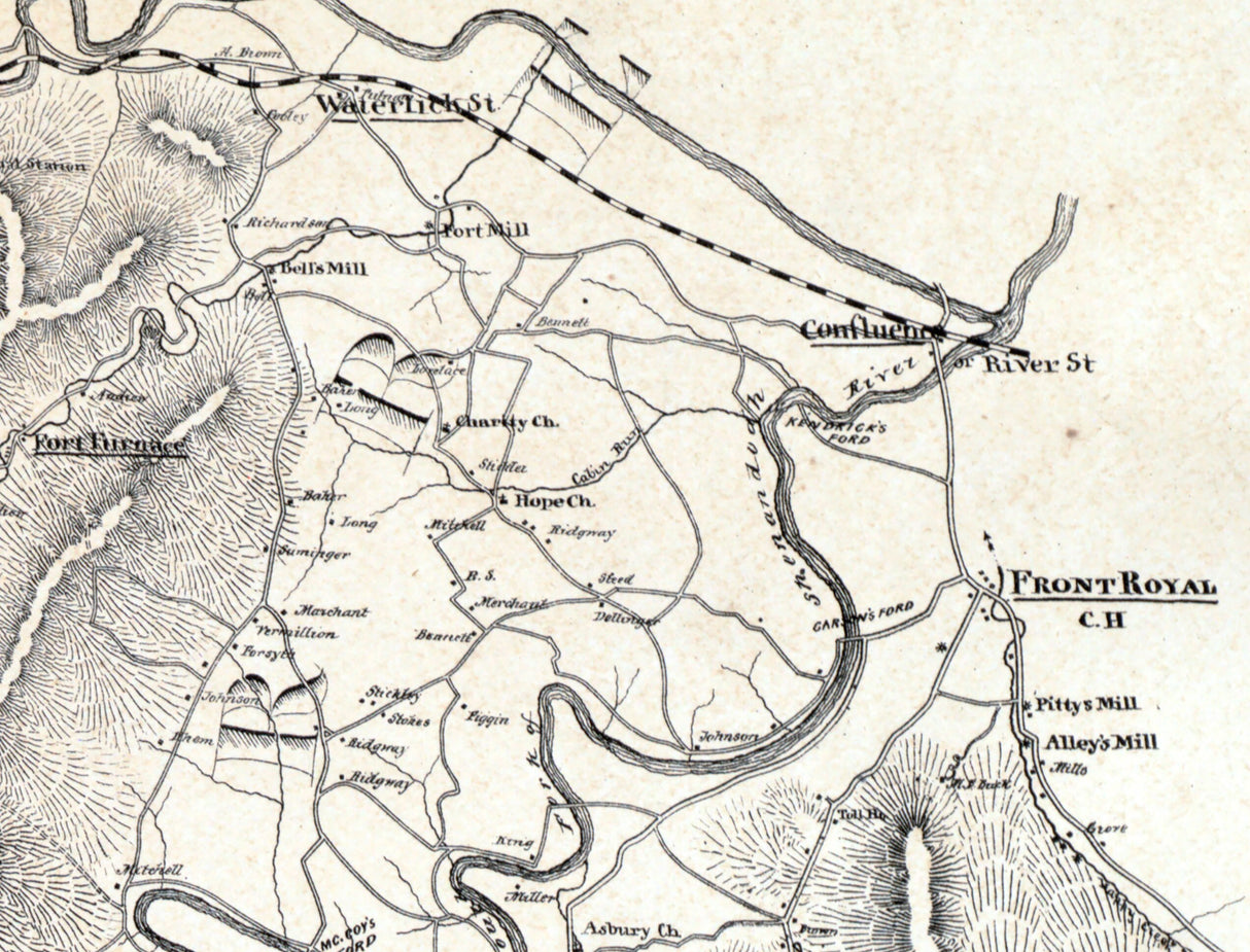 1875 Map of Shenandoah Page and Warren County Virginia