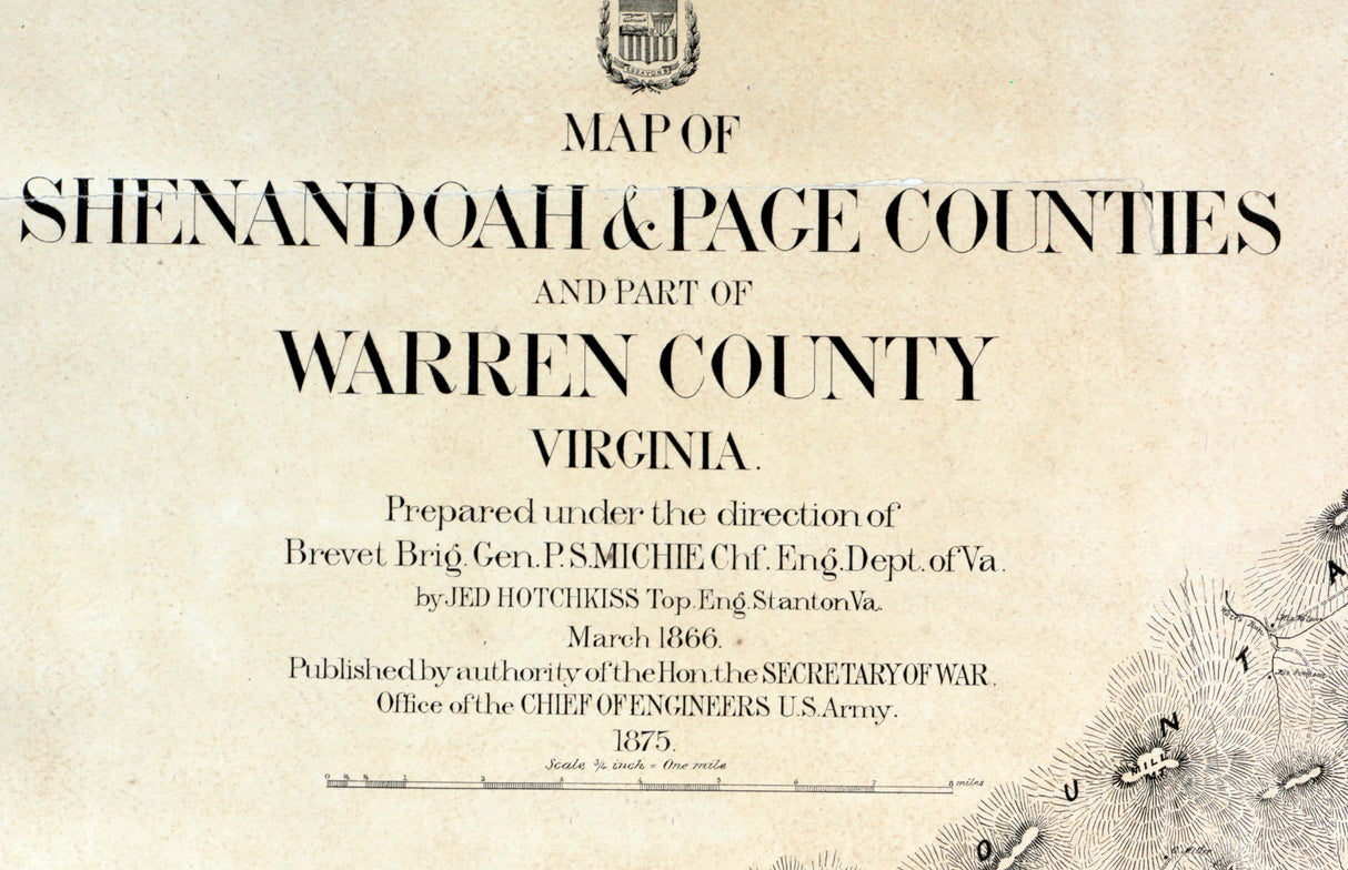 1875 Map of Shenandoah Page and Warren County Virginia