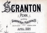 1884 Town Map of Scranton Pennsylvania