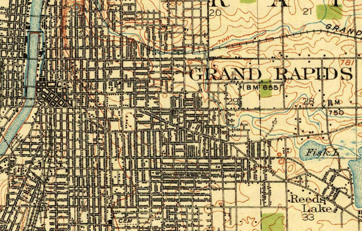 1914 Map of Grand Rapids Michigan