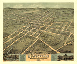 1871 Panoramic Map of Huntsville Madison County Alabama