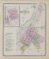 1870 Map of Oswego Kendall County Illinois