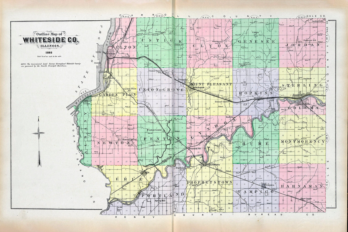 1893 Map of Whiteside County Illinois