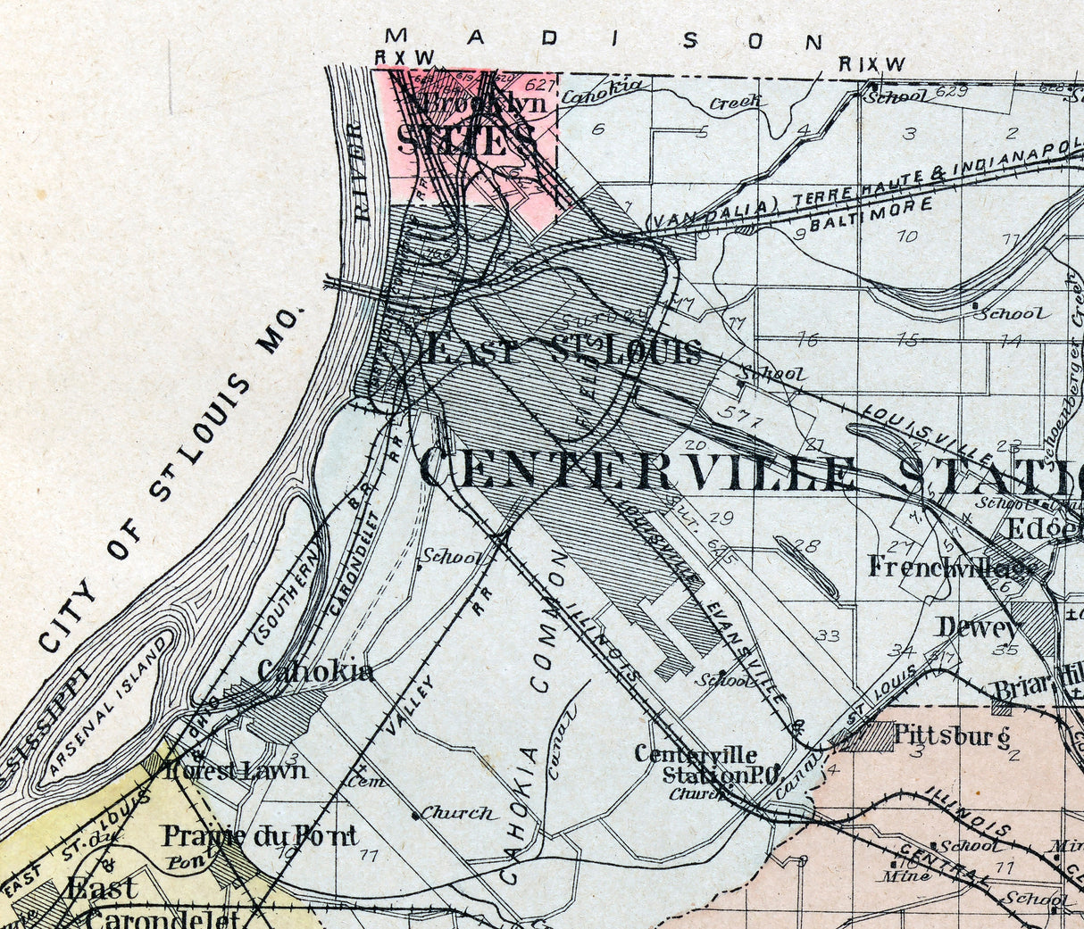 1901 Map of St Clair County Illinois