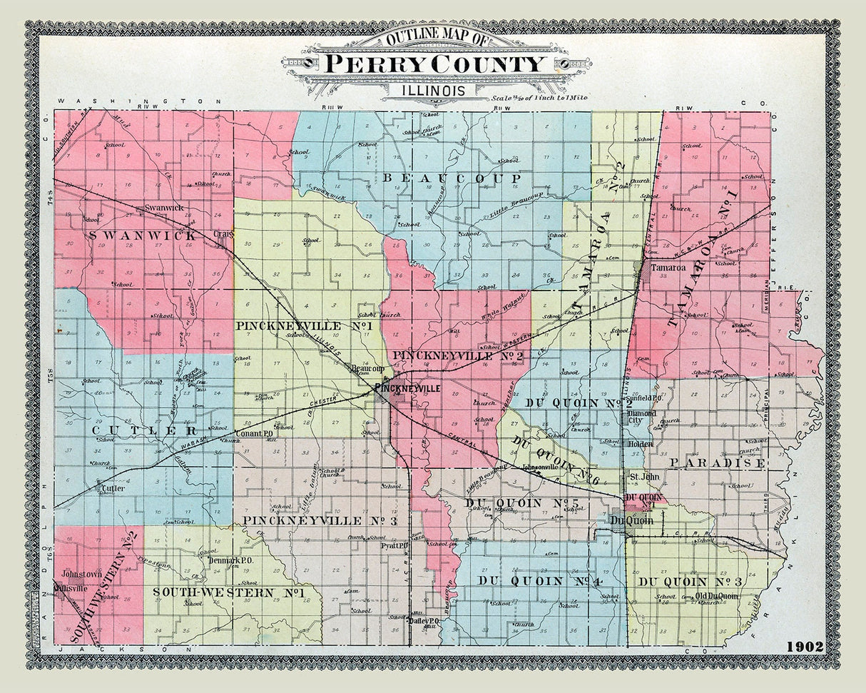 1902 Map of Perry County Illinois