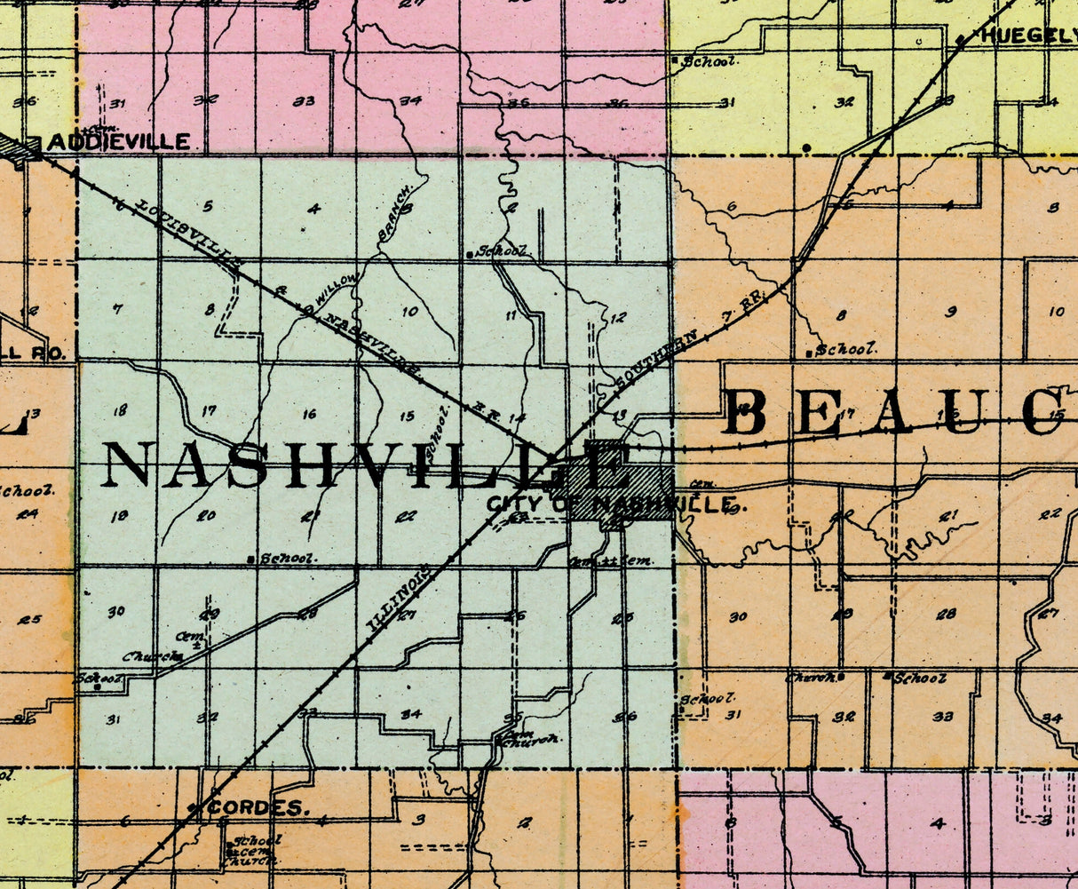 1906 Map of Washington County Illinois