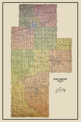 1915 Farm Line Map of Clay County Indiana