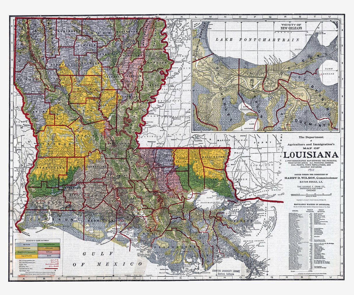 1921 Map of Louisiana