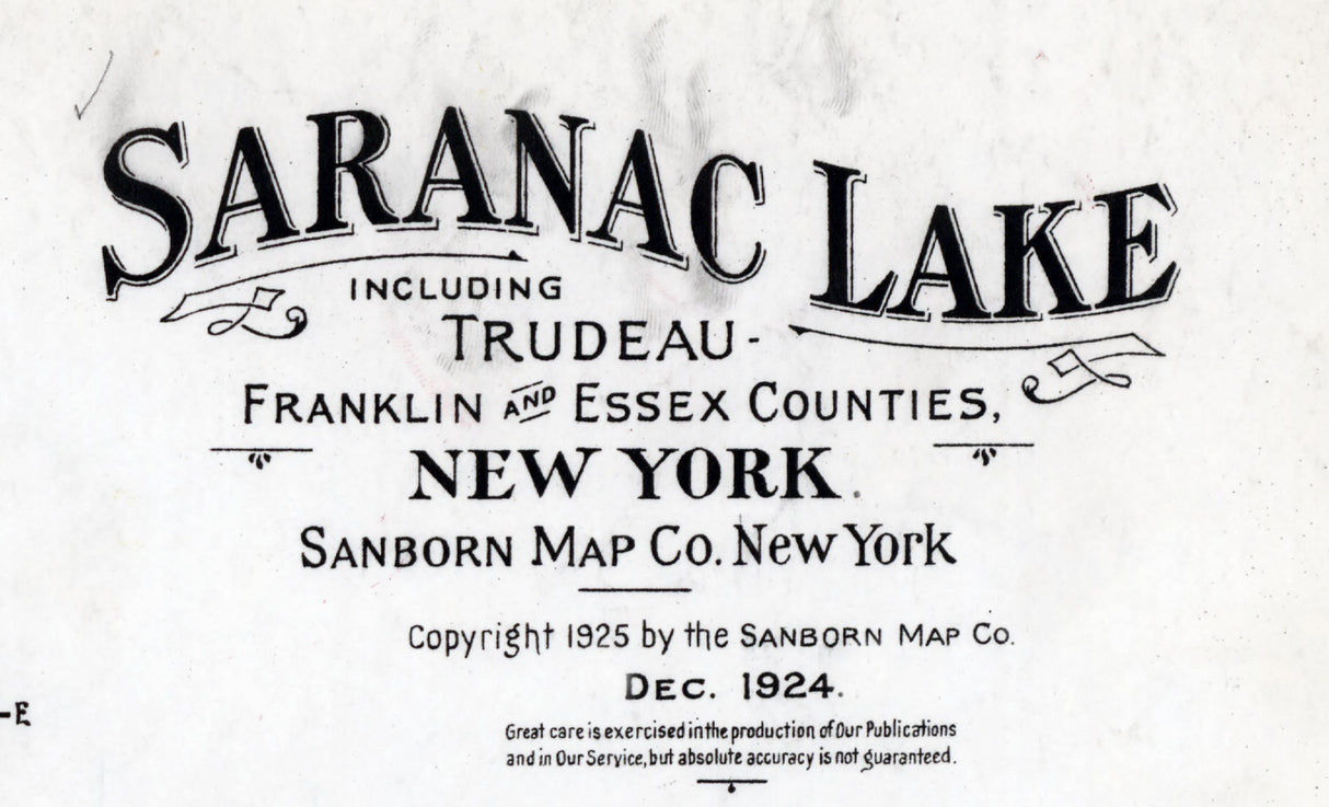 1924 Map of Saranac Lake New York