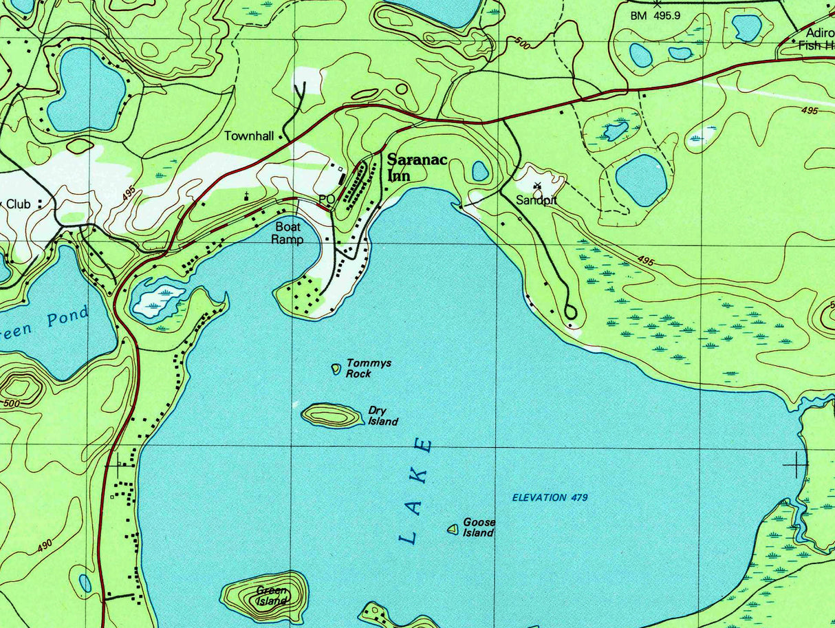 2001 Map of Upper Saranac Lake New York