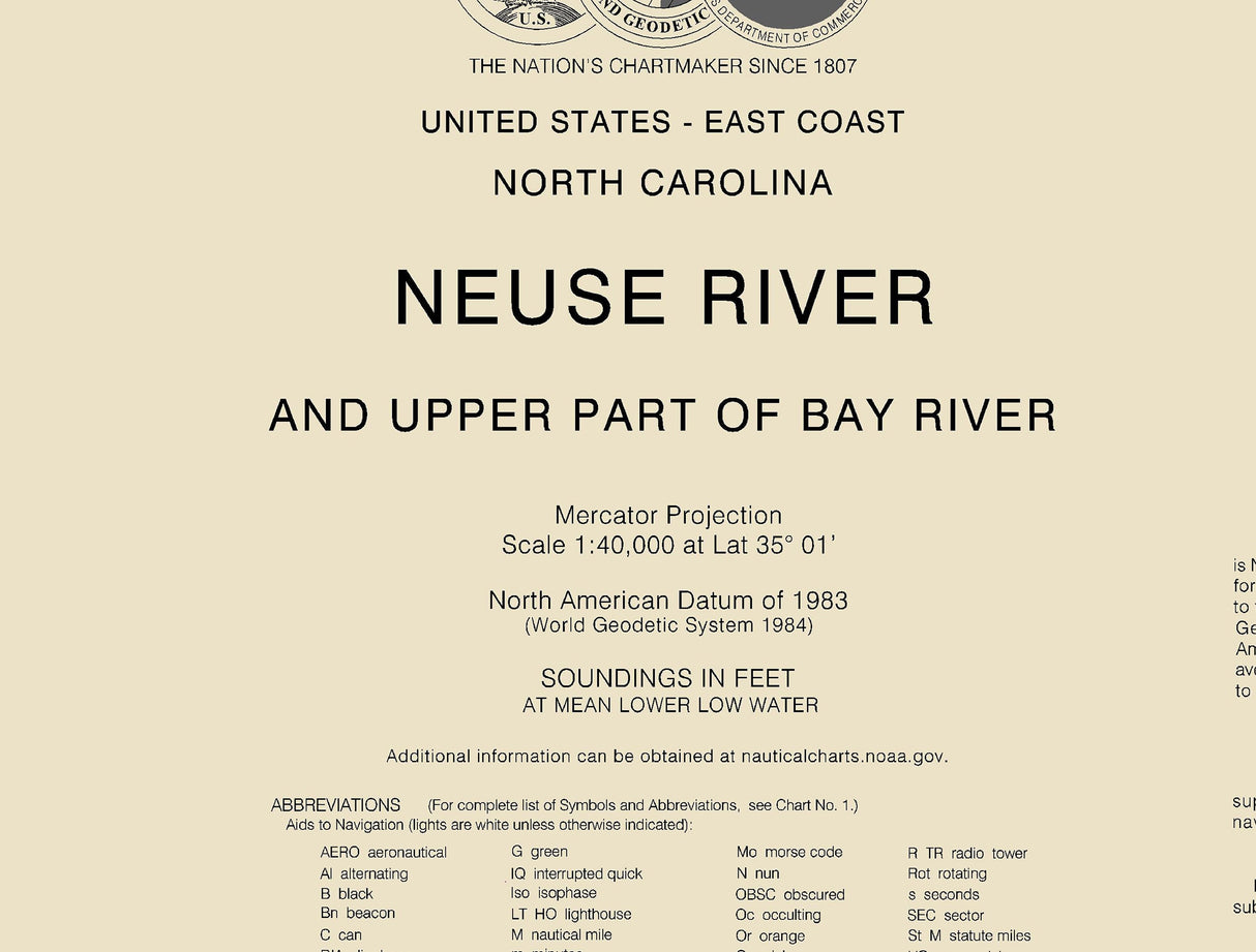 2022 Nautical Chart of the Neuse River North Carolina