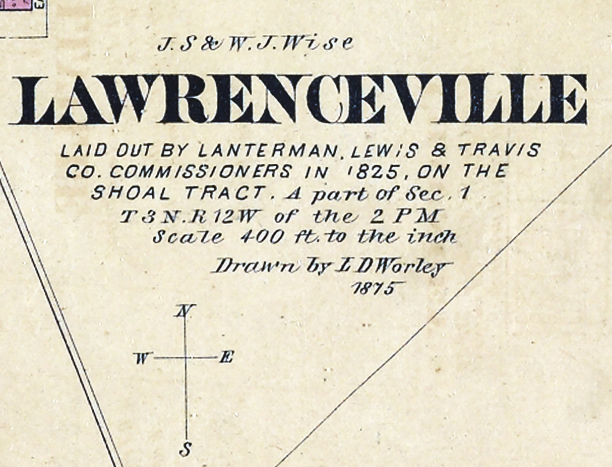 1875 Map of Lawrenceville Lawrence County Illinois