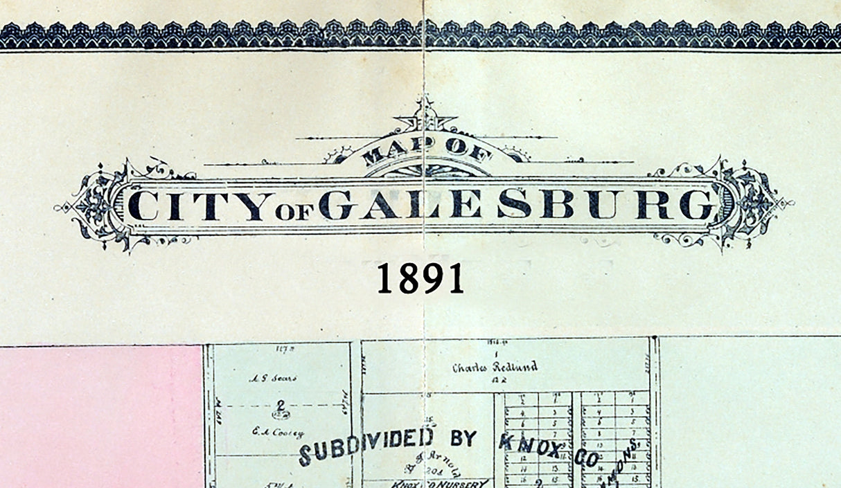 1891 Map of Galesburg Knox County Illinois