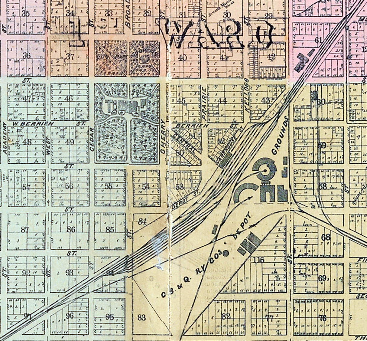 1891 Map of Galesburg Knox County Illinois
