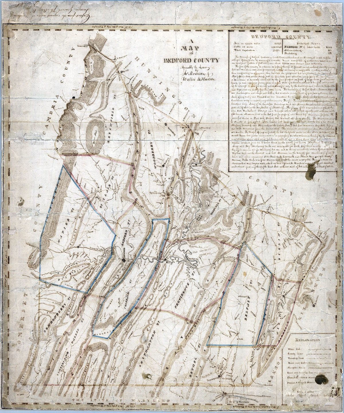 1818 Map of Bedford County Pennsylvania