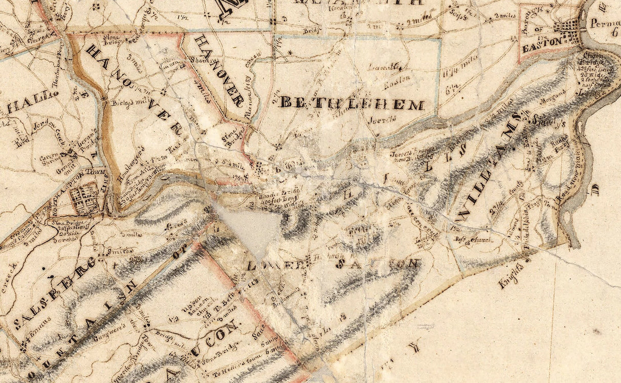 1818 Map of Lehigh and Northampton County Pennsylvania