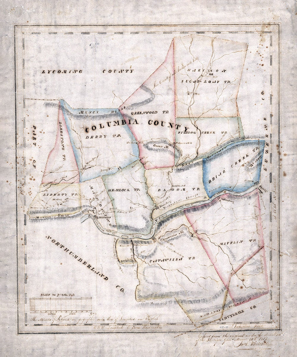 1817 Map of Columbia County Pennsylvania