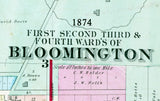 1874 Map of Bloomington McLean County Illinois