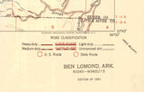 1951 Topo Map of Ben Lomond Arkansas Paraloma Brownstown