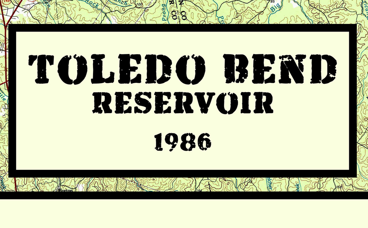 1986 Map of Toledo Bend Reservoir Texas and Louisiana